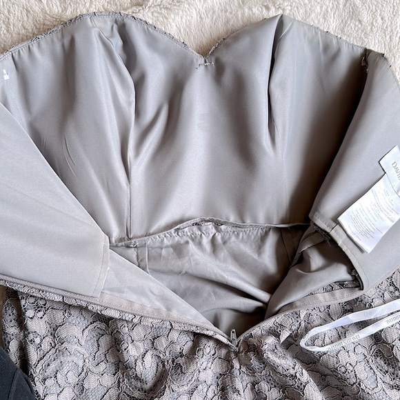 DAVID’S BRIDAL Grey Formal Strapless Dress - Picture 7 of 8